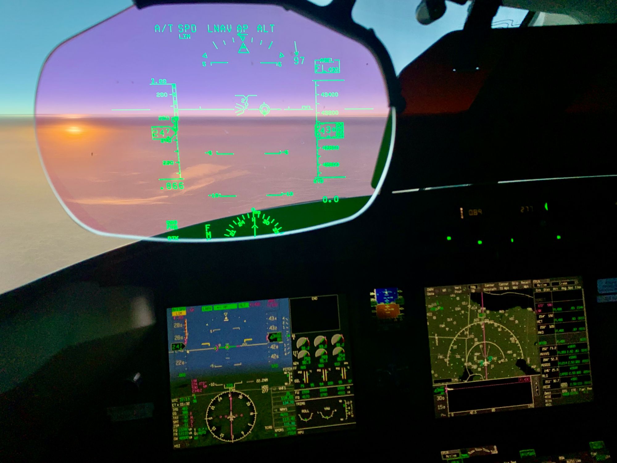 Cockpit HUD at cruise altitude