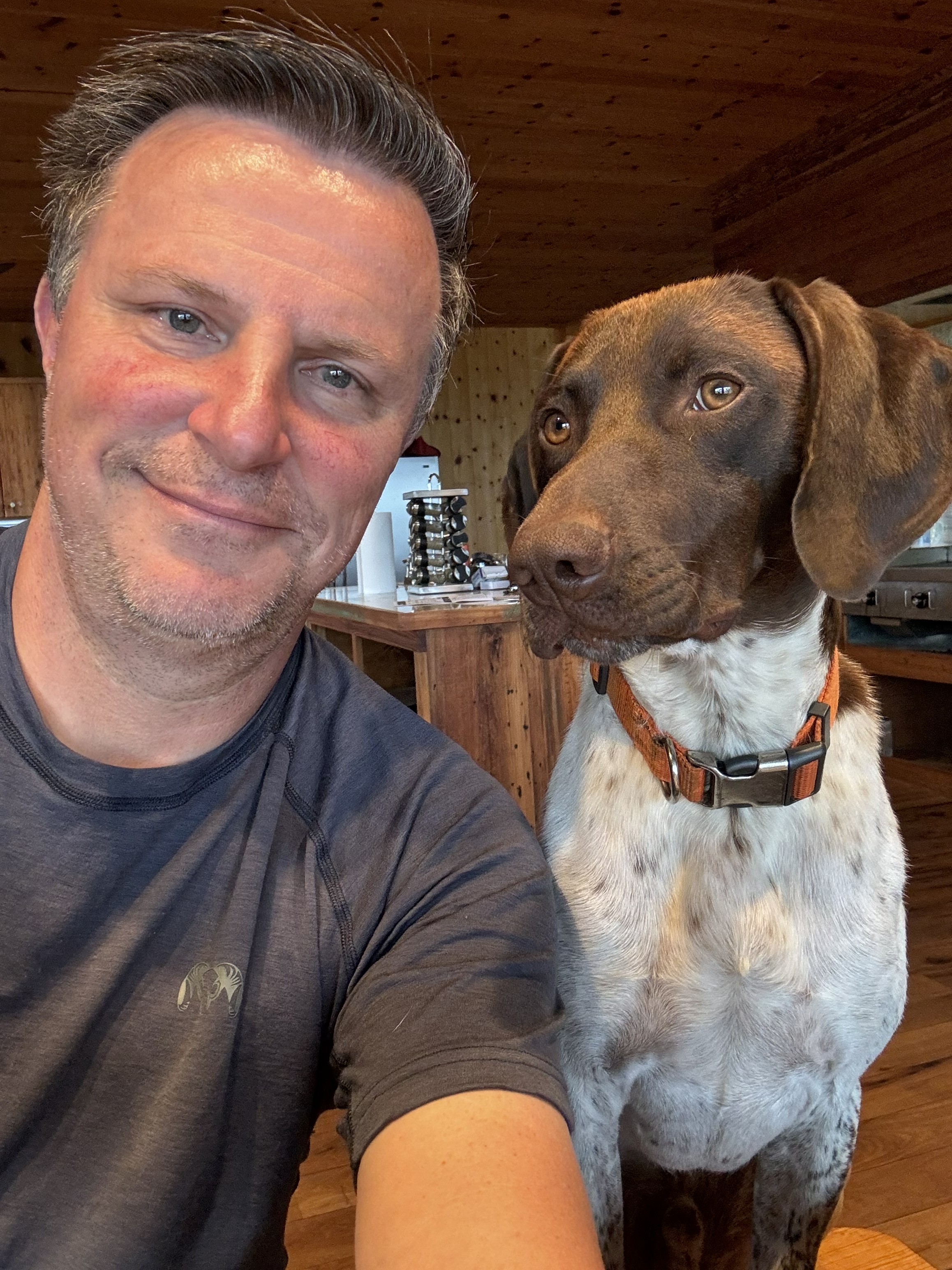 Shawn and his dog at 3-Wire Ranch