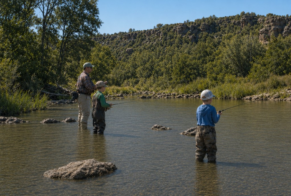 Fly fishing the Llano River at 3-Wire Ranch