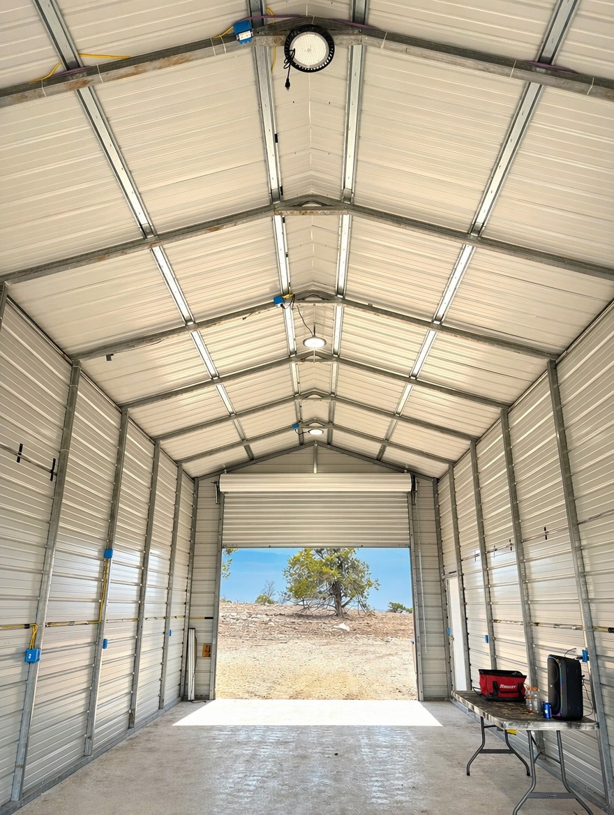 Rider workspace at 3-Wire Ranch — adventure motorcycle basecamp Texas